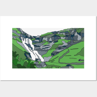 Faroe Islands Waterfall Posters and Art